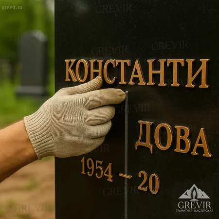 Установка бронзовых букв на памятник оф02