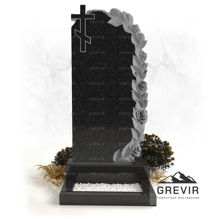 Памятник с красивыми розами из гранита gr649