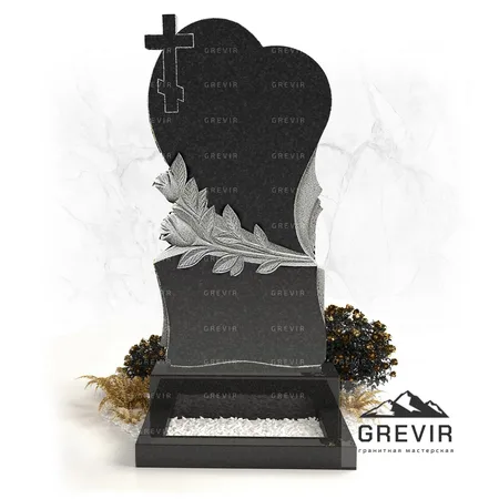 Памятник из гранита с розами и сердцем gr674