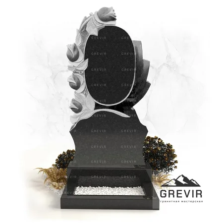 Памятник из гранита с розами черного цвета  gr677