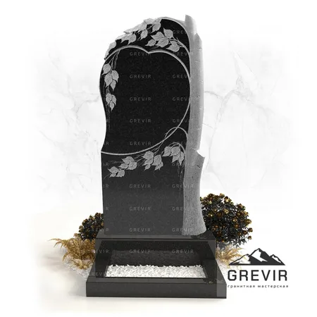 Гранитный памятник в виде дерева с сердцем gr916