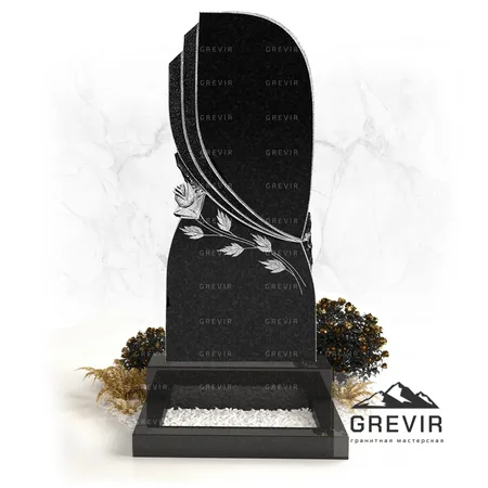 Памятник из гранита вертикальный с розой gr218