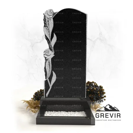 Памятник из гранита с цветами и розами gr260