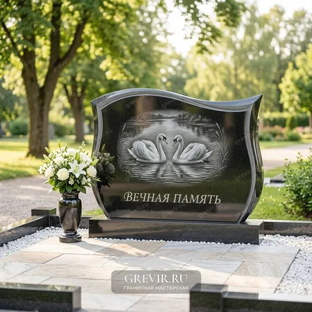 Гранитный мемориал «Нежные лебеди»